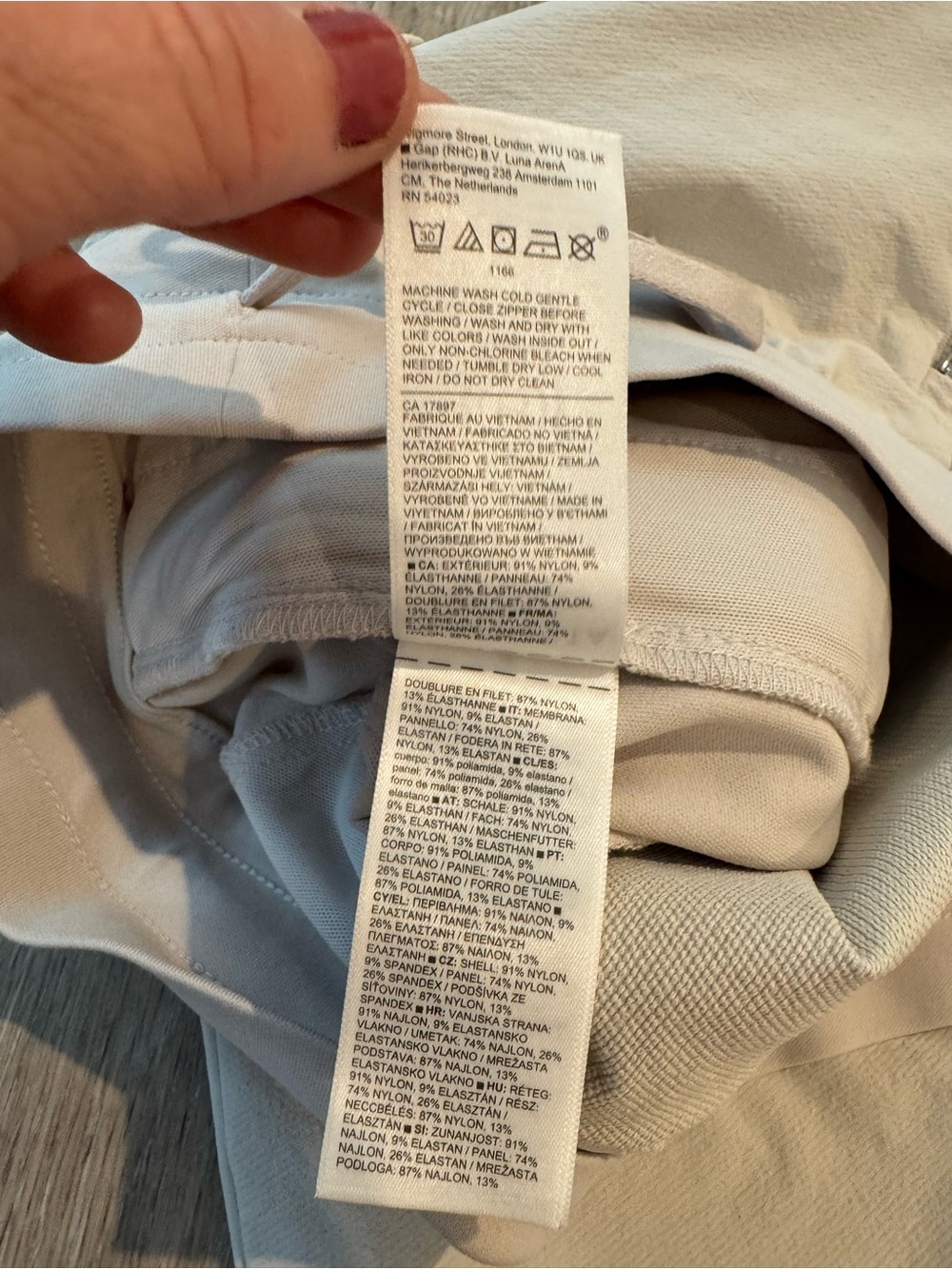 Athleta Headlands Hybrid Trek Joggers in a light beige/abalone color. - Picture 8 of 11